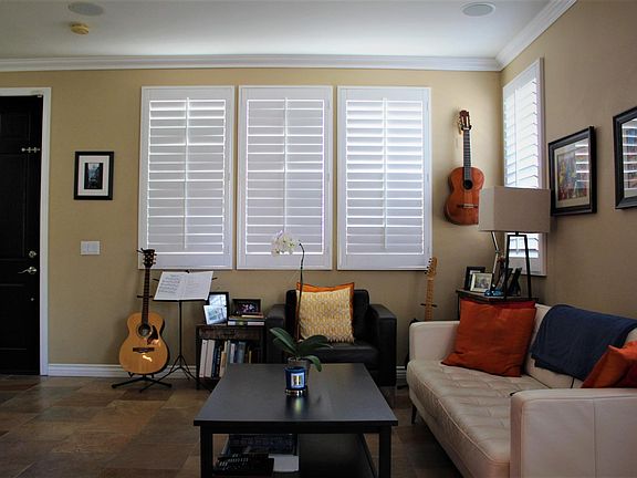 Spacious, yet cozy living room with built in entertainment a
