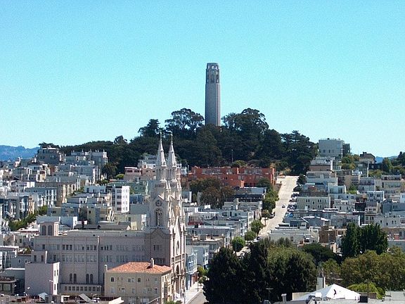 view coit tower from deck
