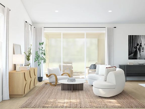Great room with vaulted ceiling