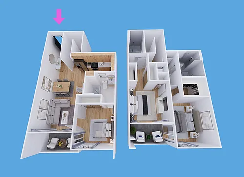 Floor plan Three-Bedroom Three-Bathroom - Townhome