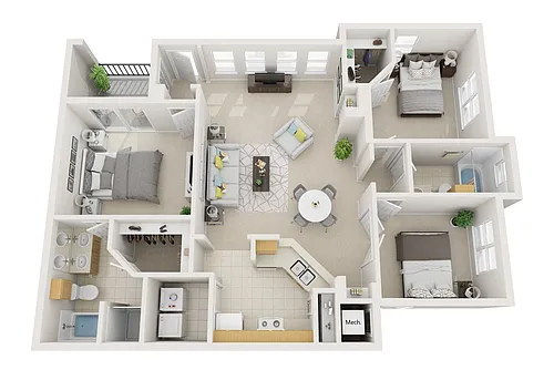 Floor plan B4D Renoir Den - Attached Garage