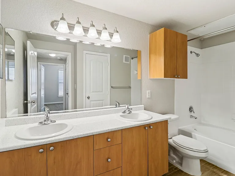Upgraded and Spacious Double Sink Bathroom at Mission Hills Apartments, Texas, 78258