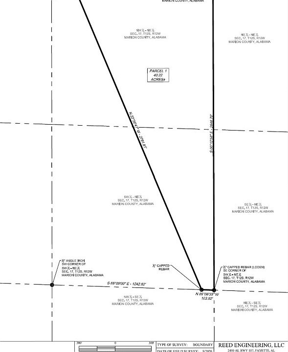 A recent survey confirms that this property has approximately 198 feet of road frontage along AL Hwy 44.