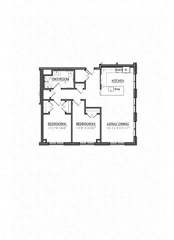 Floor plan Block B1BH | 2 Bed | 1 Bath