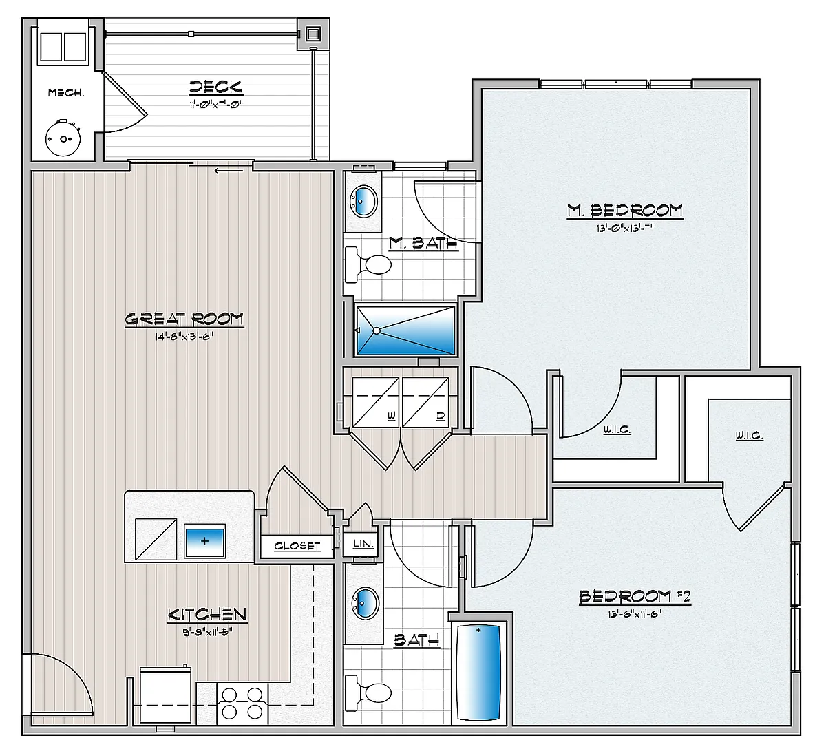 Floor plan 2 Bedroom 2 Bathrom Small