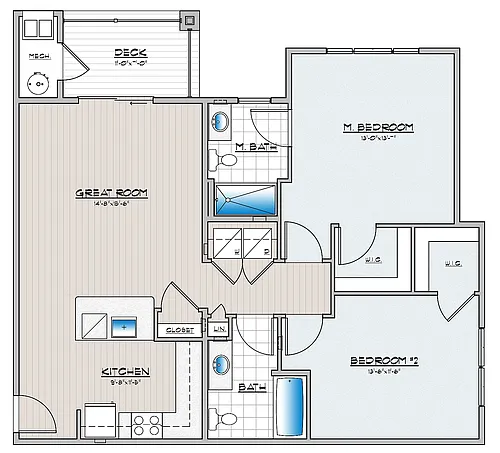 Floor plan 2 Bedroom 2 Bathrom Small