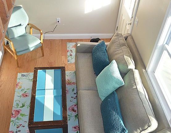 Looking down from loft