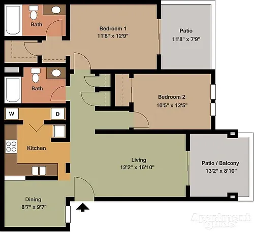 Floor plan 2 Bed 2 Bath