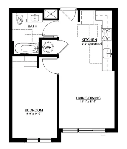 Floor plan 1 Bedroom Type D