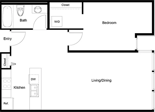 Floor plan 1 Bedroom D