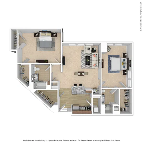 Floor plan Two Bedroom - E2C
