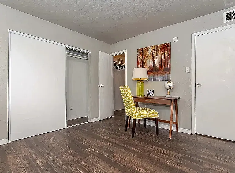 Bedroom with Desk and Closet View