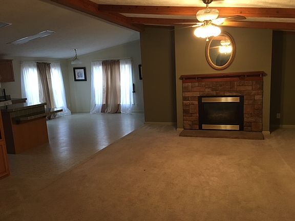 Fireplace and dining area