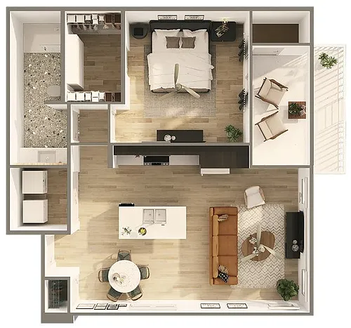 Floor plan One Bedroom One Bath