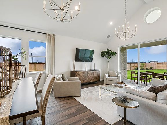 Great room with chandelier