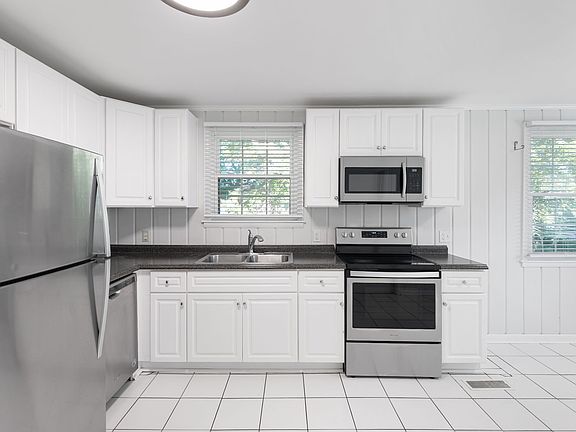 Bright kitchen with stainless appliances