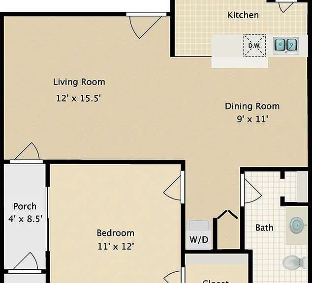 Larger 1/1 Floor Plan Larger 1/1 Floor Plan