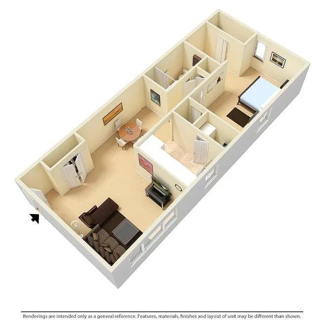 Floor plan 1 Bedroom/1 Bathroom
