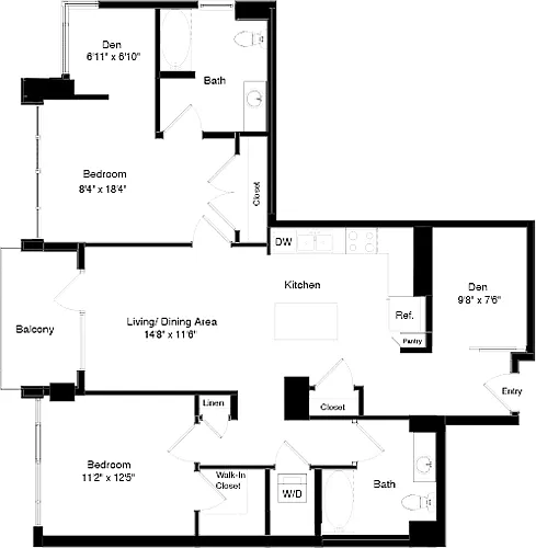 Floor plan Tower B7 Alt with Den