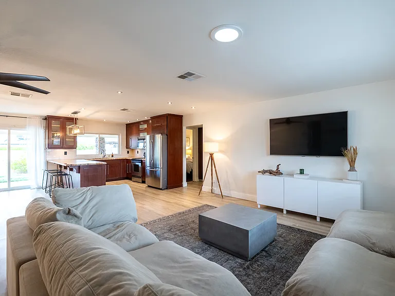 living room and dining