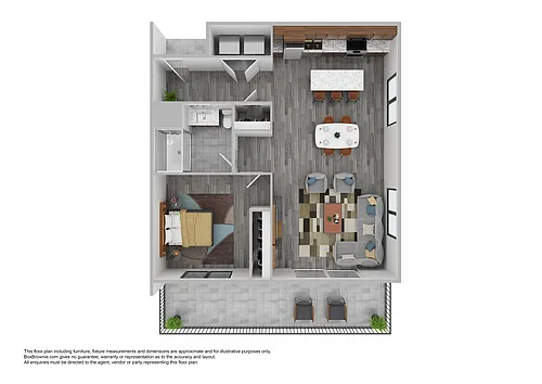 Floor plan 1 Bedroom 1 Bathroom - B