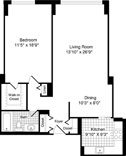 Floor plan 1 Bedroom G