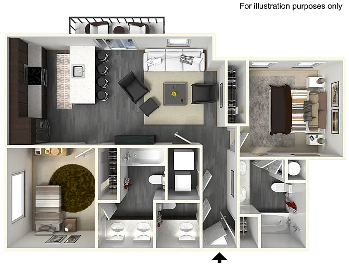 Floor plan 2 Bed 2 Bath