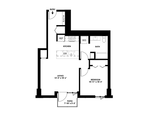 Floor plan 1 Bed/1 Bath - S