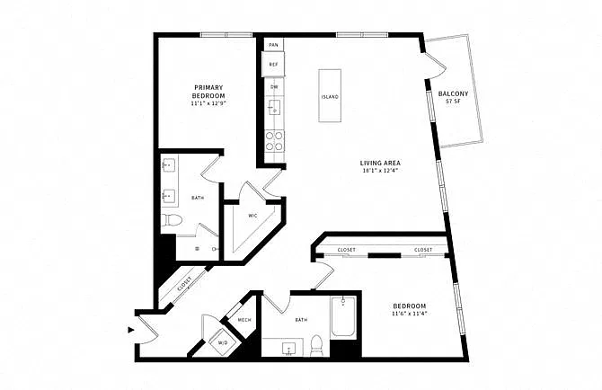 Floor plan 2C w/ Balcony