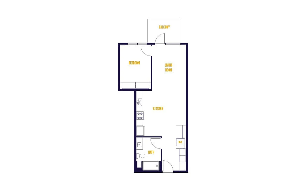 Floor plan 1 Bed/1 Bath-A2.0