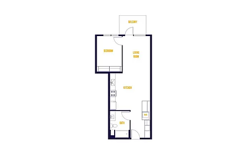 Floor plan 1 Bed/1 Bath-A2.0