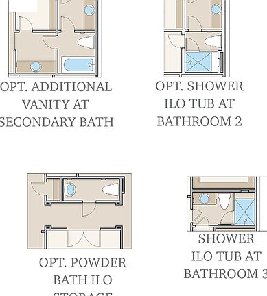 Various options for bathroom layouts
