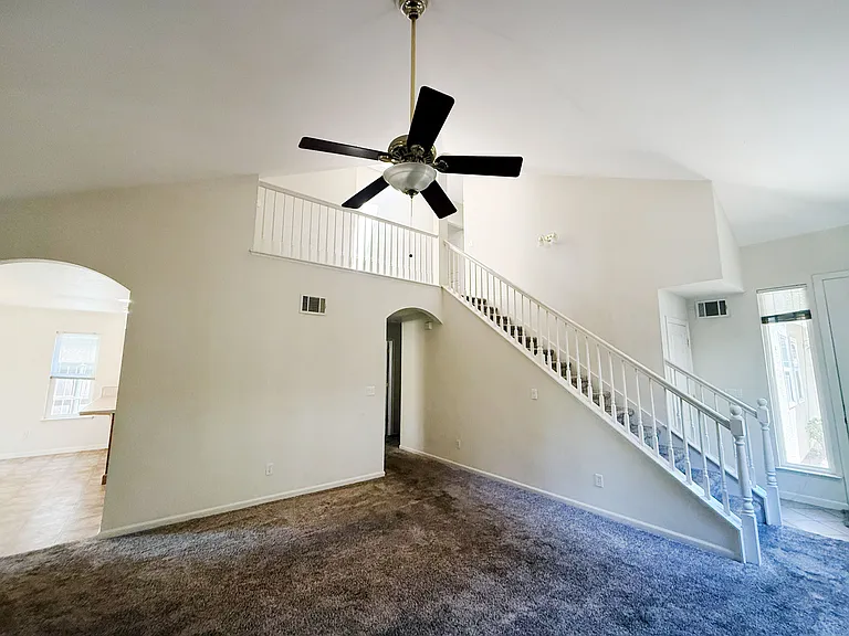 Living Room with cathedral ceilings