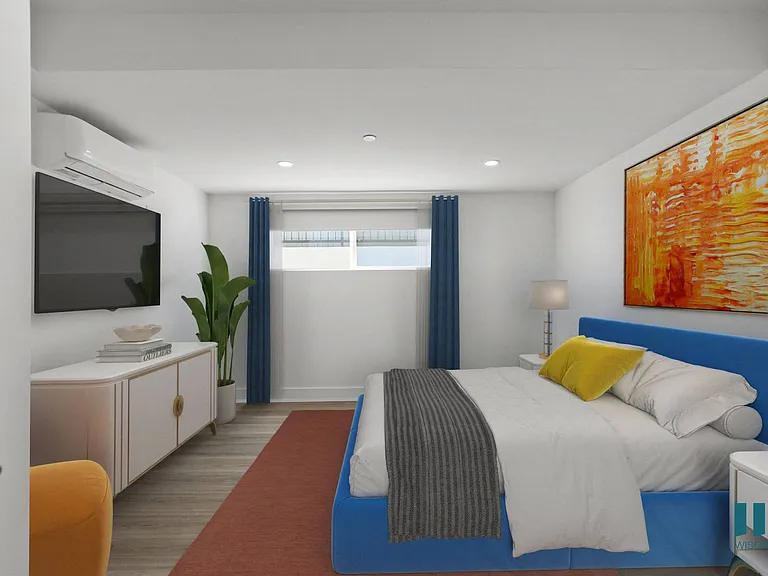 Bedroom with Vinyl Flooring and Recessed Lighting