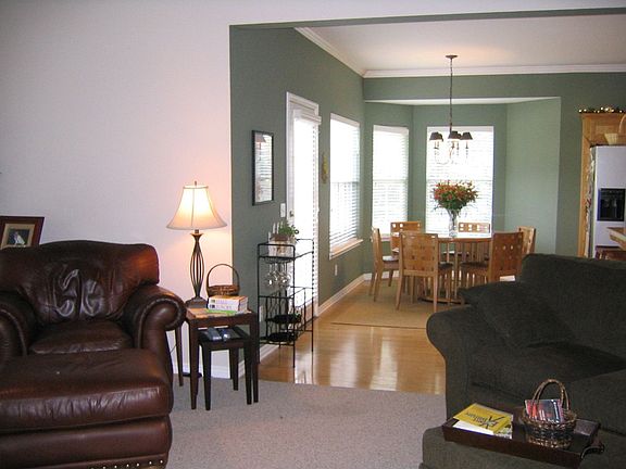 Living room view on breakfast nook