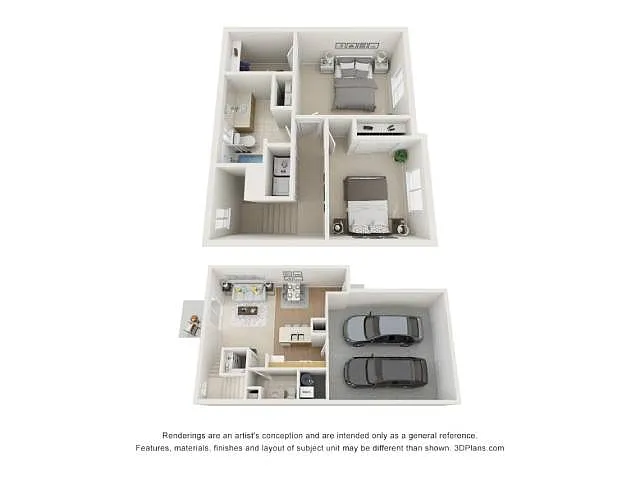 Floor plan Townhome Style 2 Bedroom 1.5 Bathroom