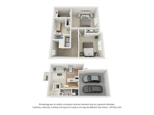 Floor plan Townhome Style 2 Bedroom 1.5 Bathroom