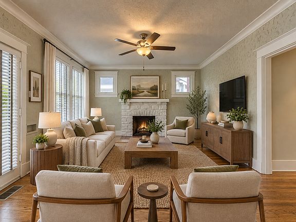 living room digitally staged
