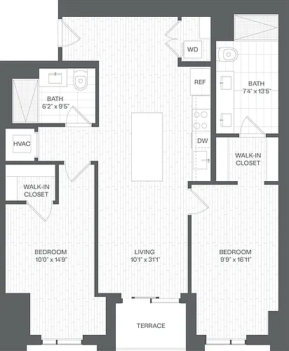 Floor plan 2 Bed/2 Bath-BD