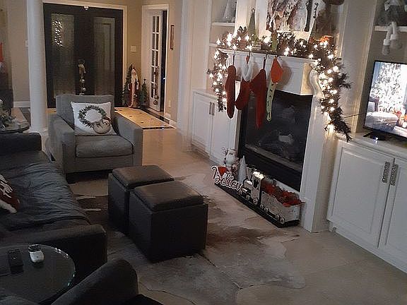 Living area with fireplace