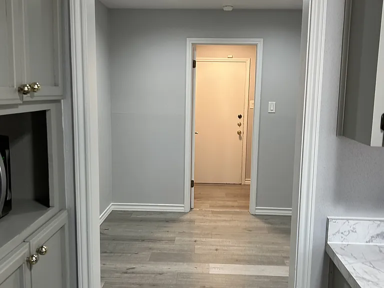 Yes, another room the breakfast room, then the other doorway leads into the laundry and yes that is the garage door. Out of the car with grocery in hand and a straight shot into the kitchen.