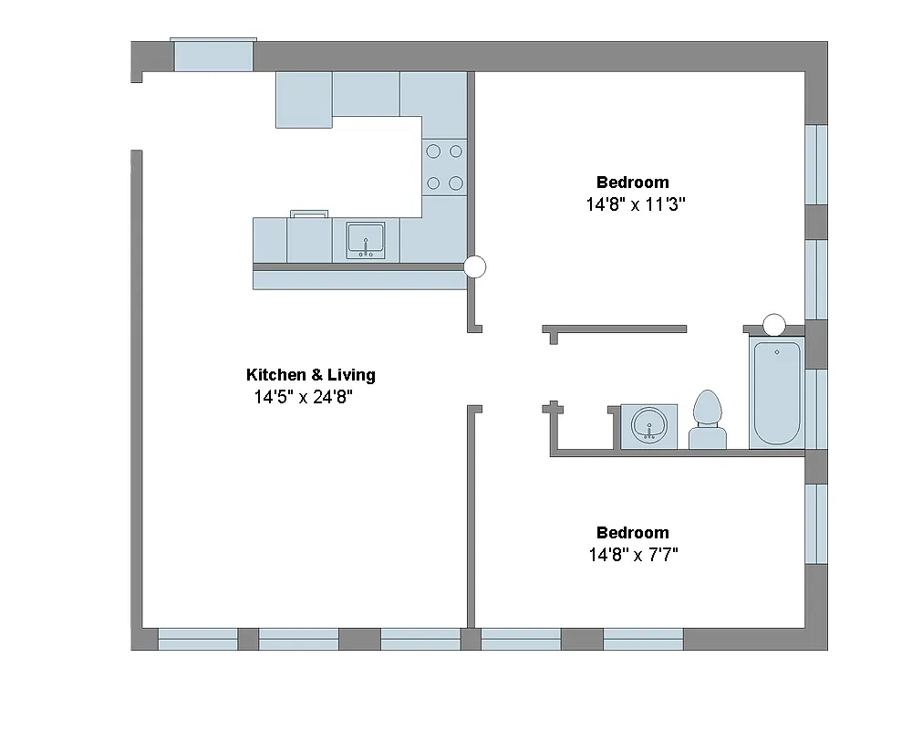 Floor plan 2 bed 1 bath