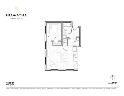 Floor plan Hiawatha 1BD Plan L