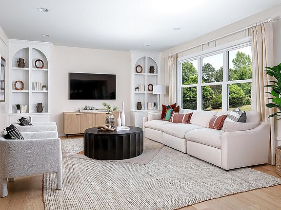 Family Room w designer built-in feature