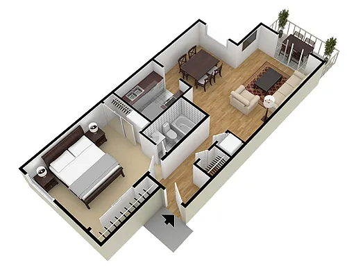 Floor plan One Bedroom One Bath