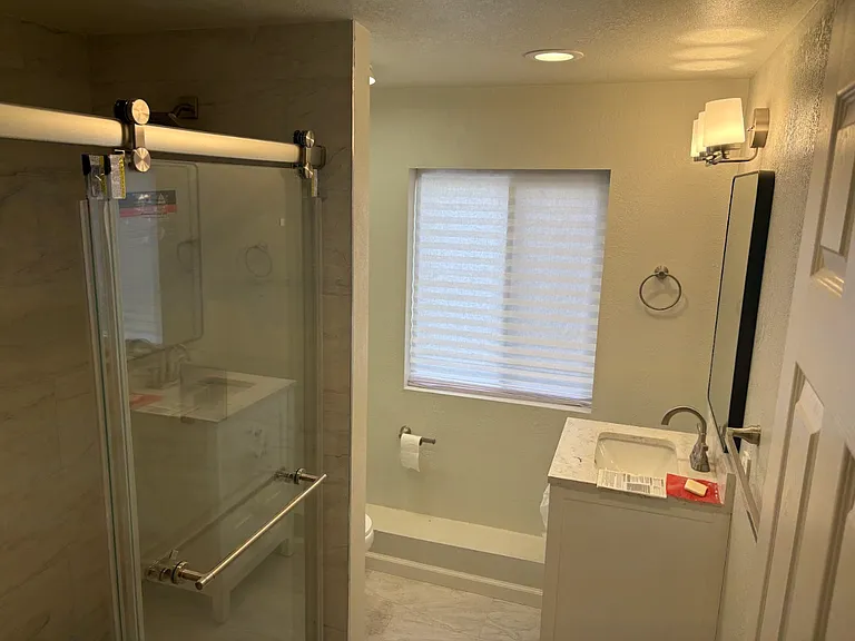 Downstairs shower and toilet with vanity