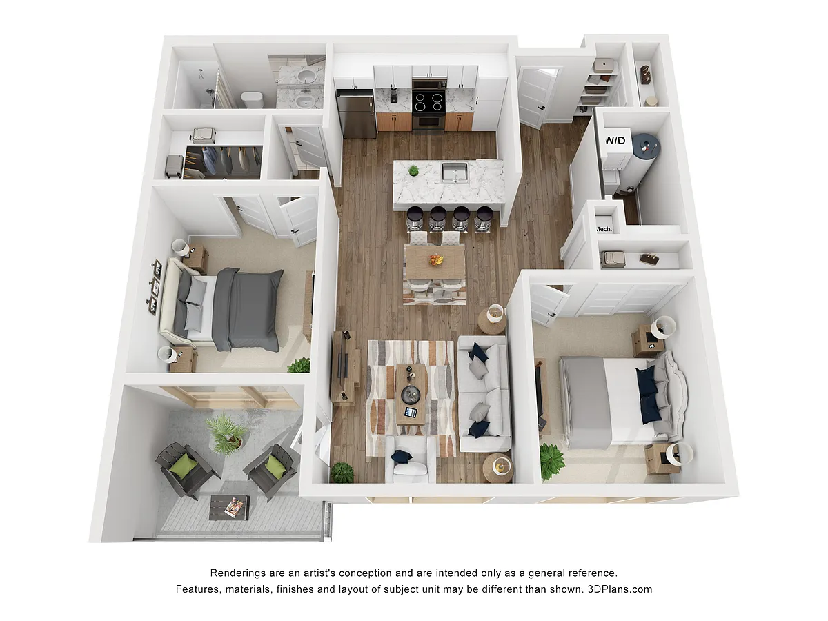 Floor plan 2 Bedroom 1 Bath