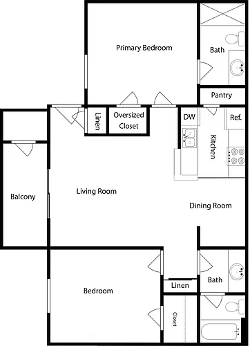 Floor plan Two-Bedroom, Two-Bathroom (A)