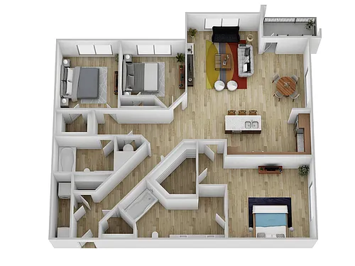 Floor plan 3 Bed, 2 Bath B