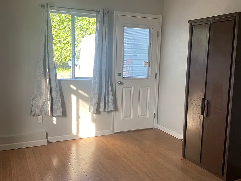 Front door, portable closet.